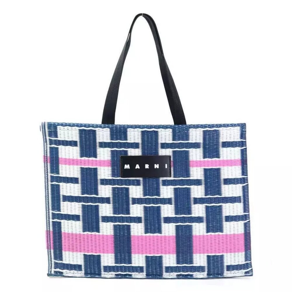 MARNI Handbag Tote Bag Navy/White/Pink PVC -